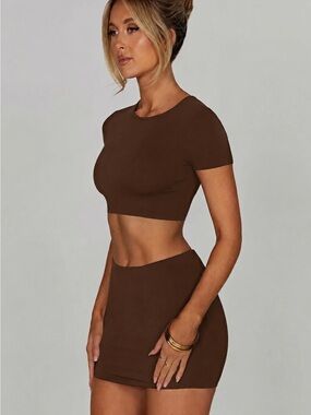 Babyboo chocolate brown skirt set
